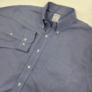 Brooks Brothers 346 Blue Micro‎ Houndstooth Size 17-6/7 Button Up Shirt EUC